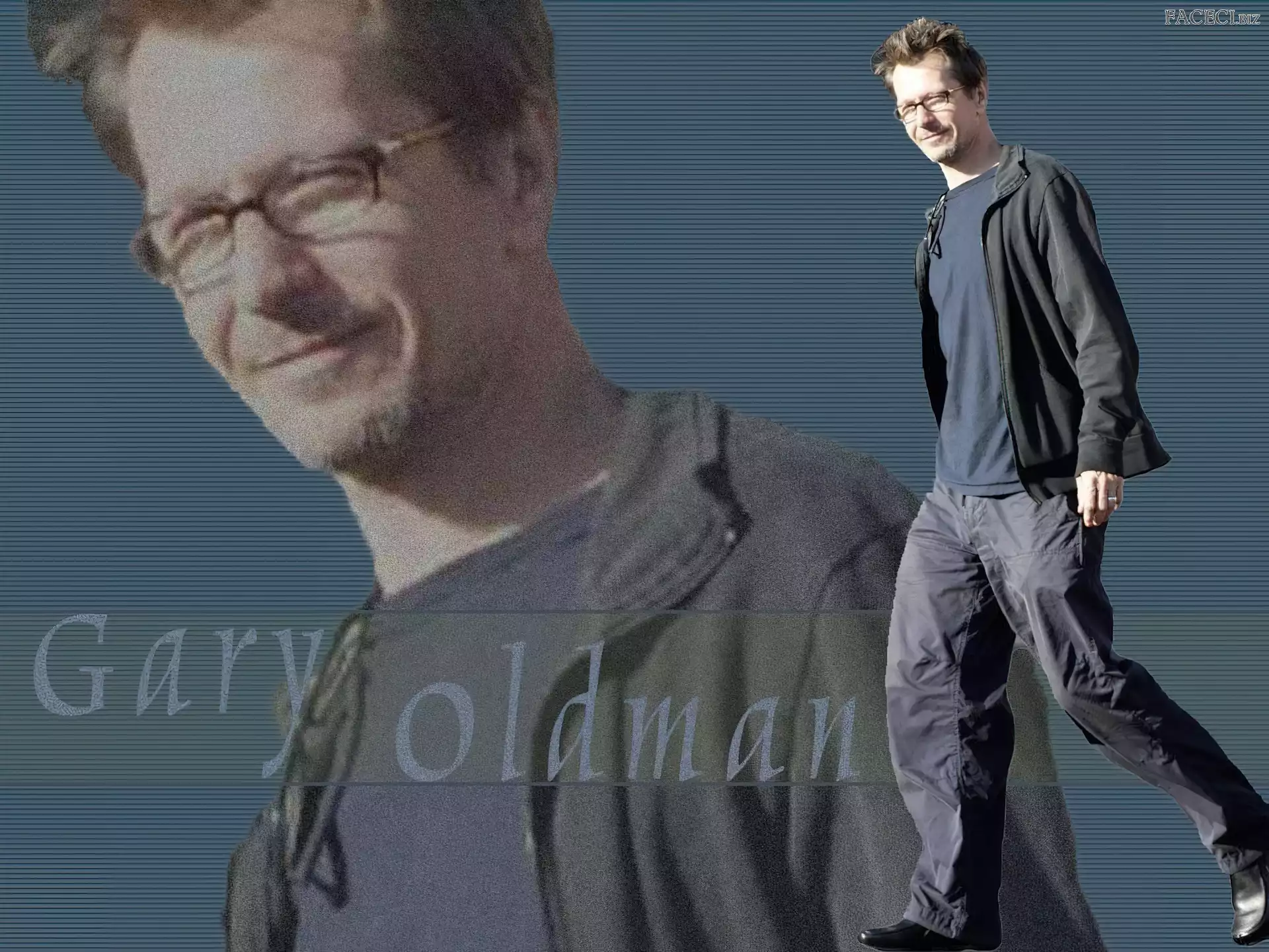 okulary, Gary Oldman, ciemny strój